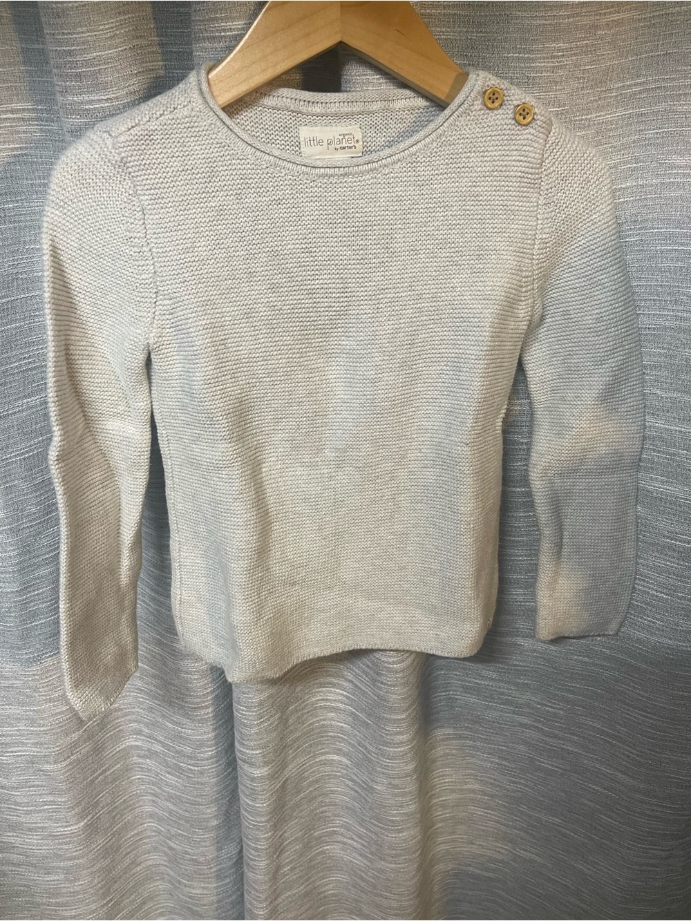 Little Planet Gray Knit Button-Shoulder Sweater